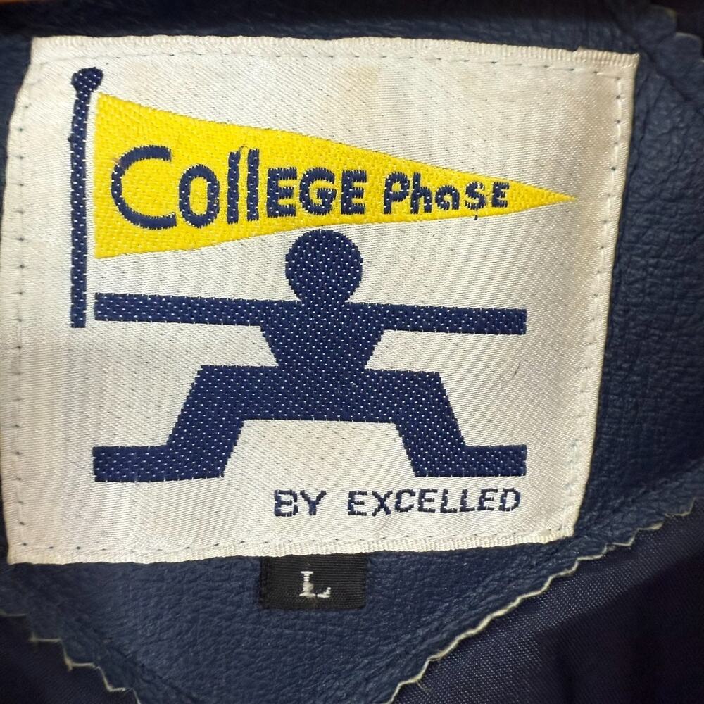 VTG College Phase Varsity Jacket Mens L Yellow Notre Dame Fighting Irish Leather - Picture 11 of 14